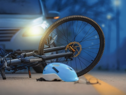 A bicycle accident scene.