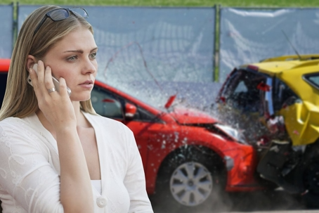 a woman calling for help after the accident